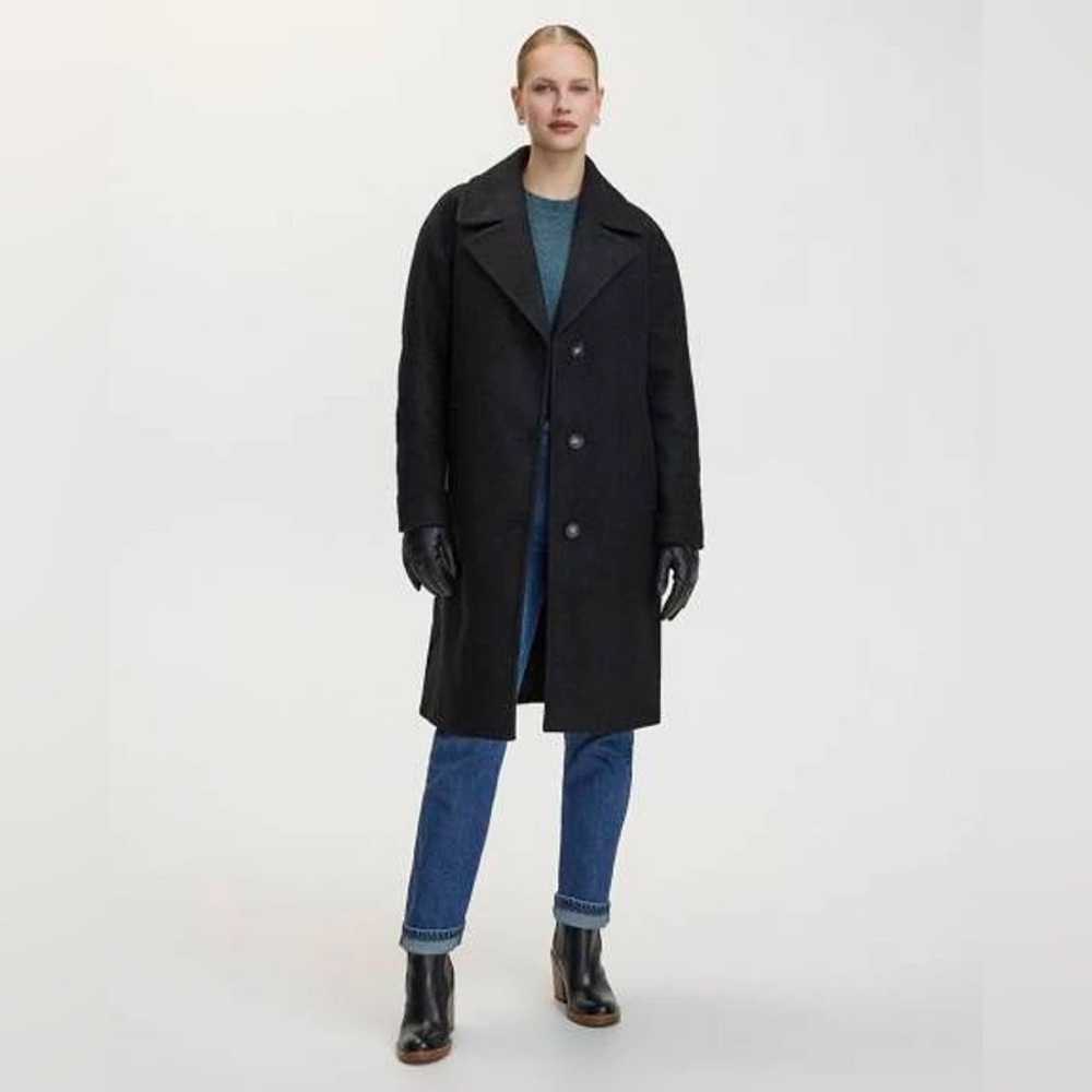 Reitmans Oversized Bouclé Coat with Three-Button Closure Size XXXL Cacoon Black